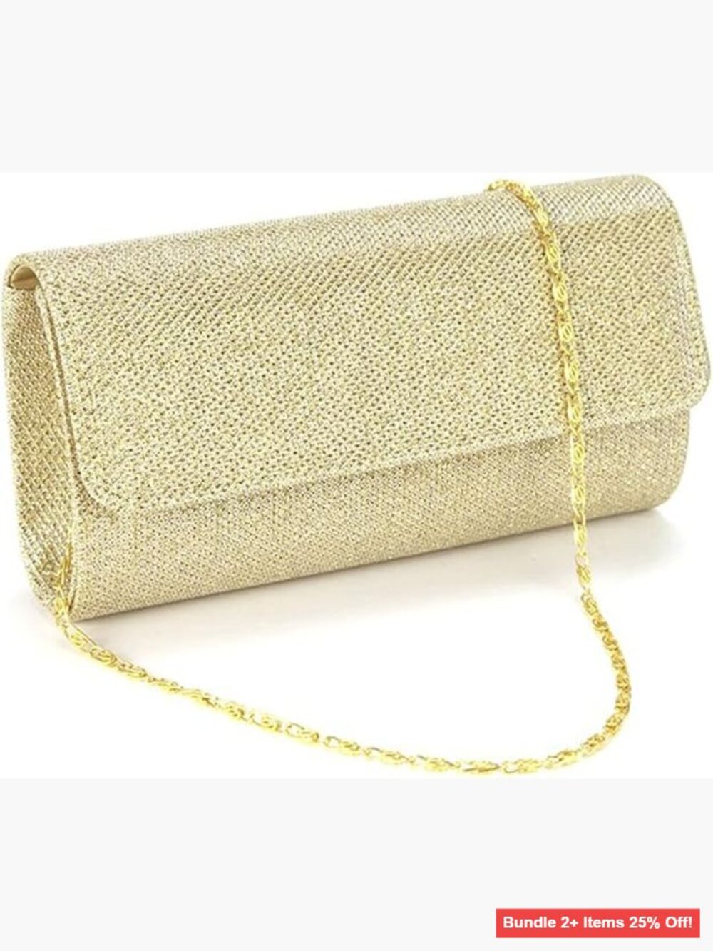 Sparkling Evening Clutch with Detachable Chain, Magnetic Closure, 7.9x3.9x2